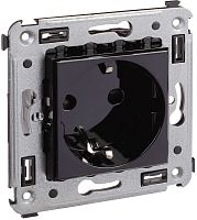 Розетка с заземлением без рамки DKC Avanti 1-м. шторки черный квадрат картинка